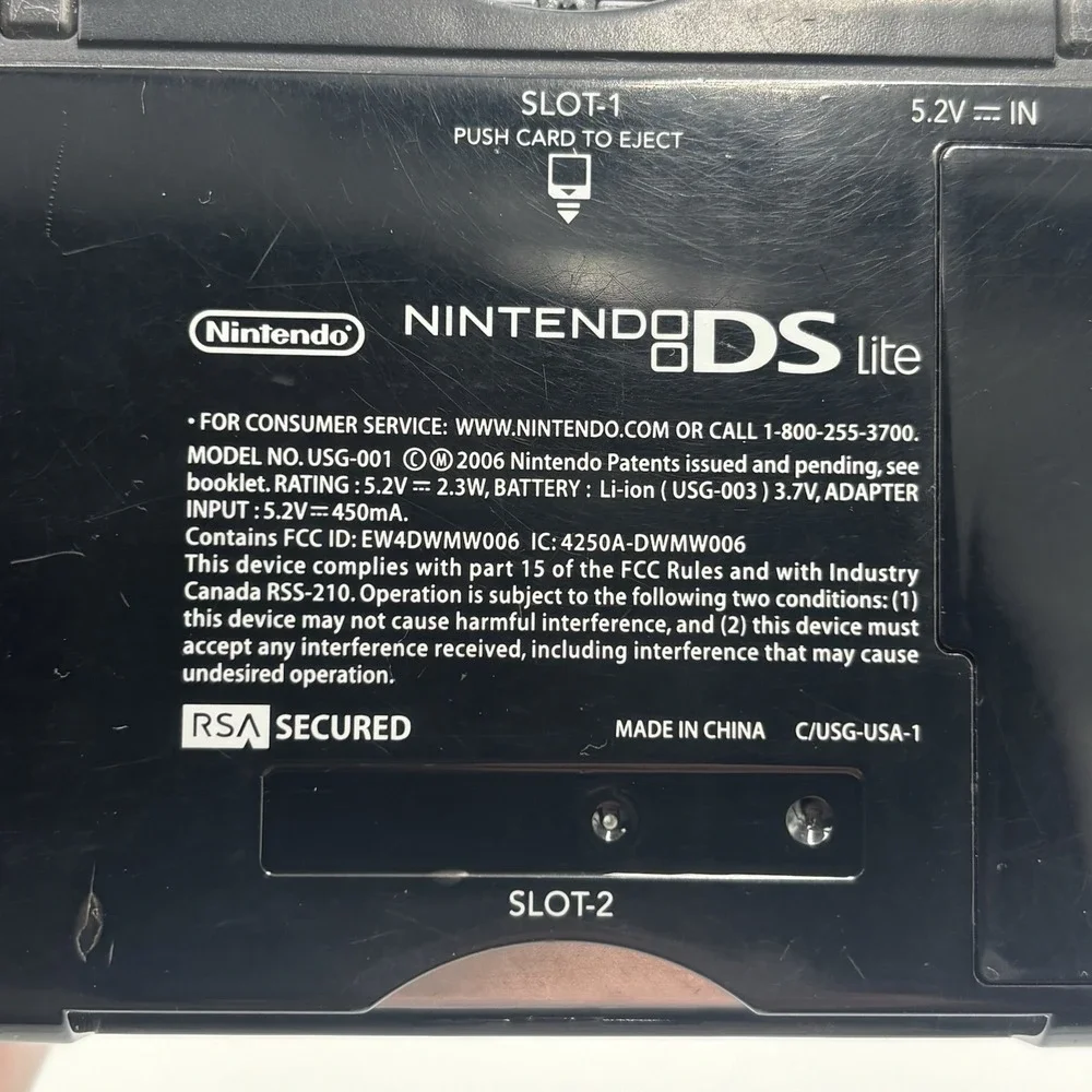 Nintendo DS Lite Handheld Console Black Onyx USG-001 - For Parts / Repair